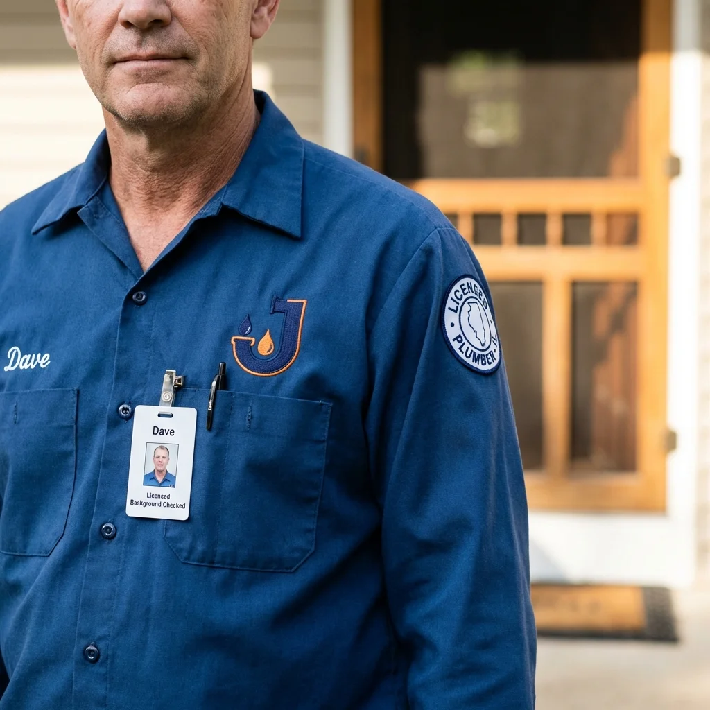 Licensed plumber showing ID badge in Russellville, KY