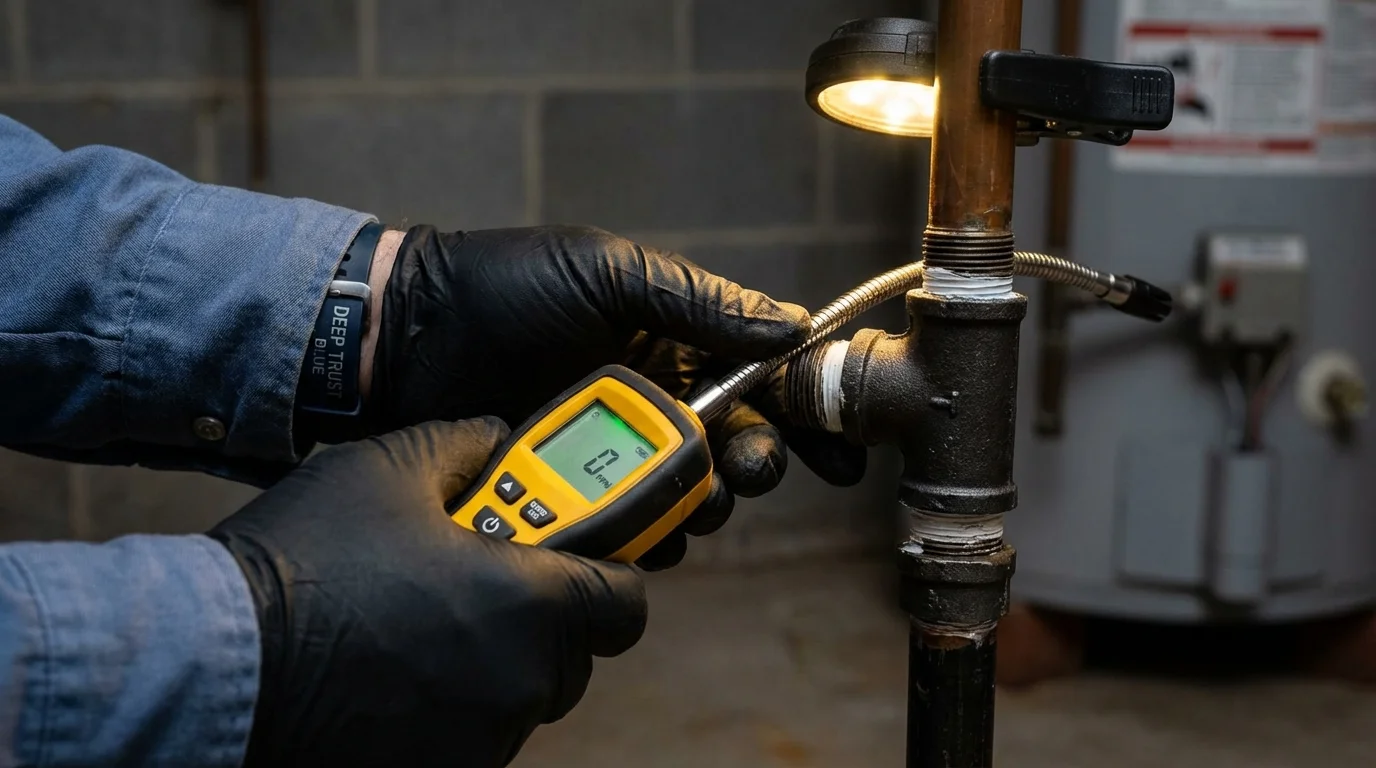 Gas leak detection with electronic sniffer by Johns Plumbing LLC in Russellville